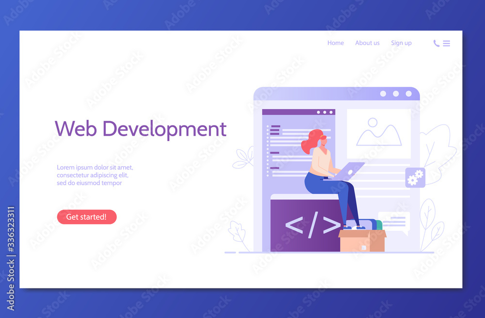 People developing mobile or web product. Web development. Concept of app development, UI interface, designing and programming technologies. Vector illustration for UI, mobile app People developing mobile or web product. Web development. Concept of app development, UI interface, designing and programming technologies. Vector illustration for UI, mobile app