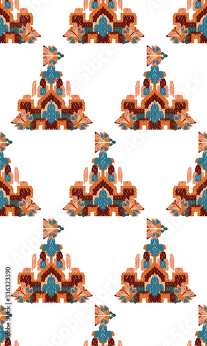 Drapery curves pagan tripe seamless pattern. Indian old surface background. Vector