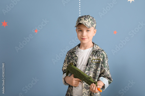 Cute little soldier with to...