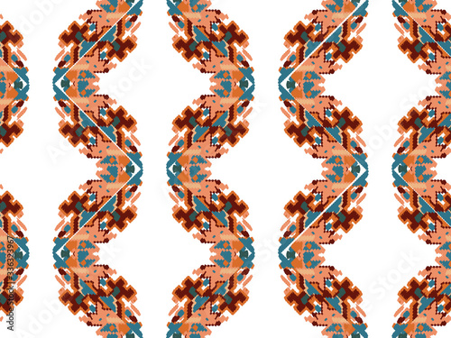 Drapery curves pagan tripe seamless pattern. Indian old surface background. Vector ornament