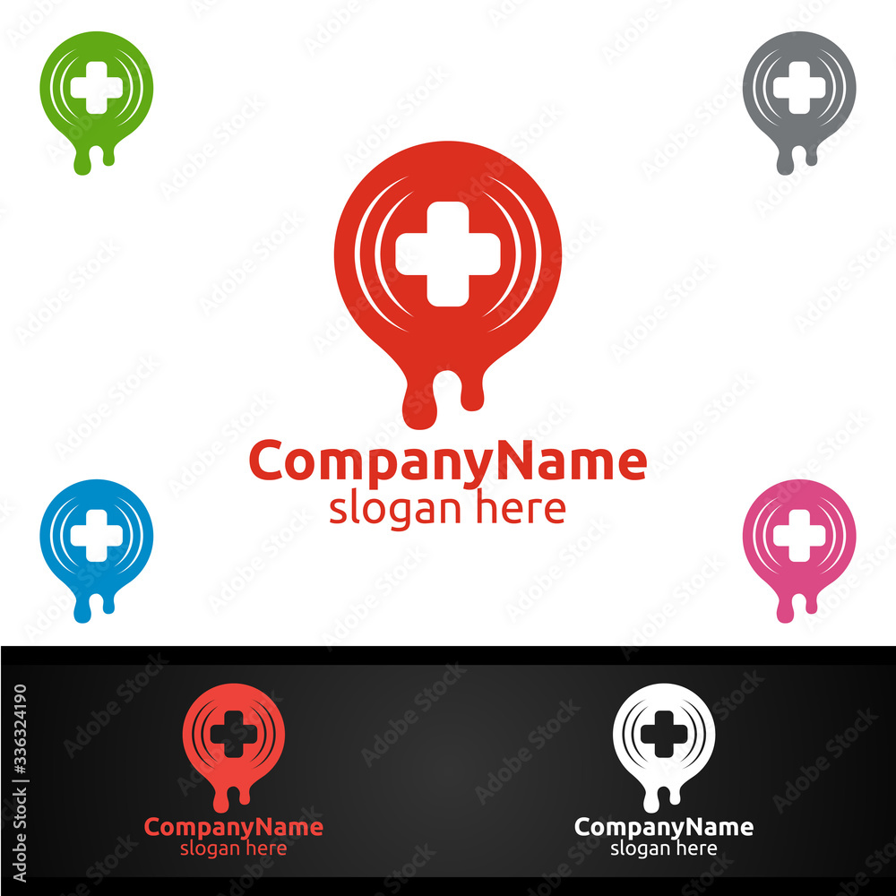 Donor Cross Medical Hospital Logo for Emergency Clinic Drug store or Volunteers Concept Donor Cross Medical Hospital Logo for Emergency Clinic Drug store or Volunteers Concept