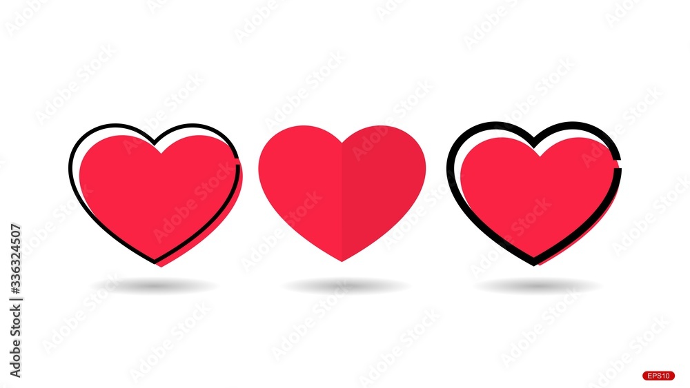 Heart icons on white background, concept of love .vector illustration