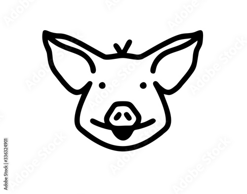 A little pig isolated vector in black and white for sign, logo, apps or website