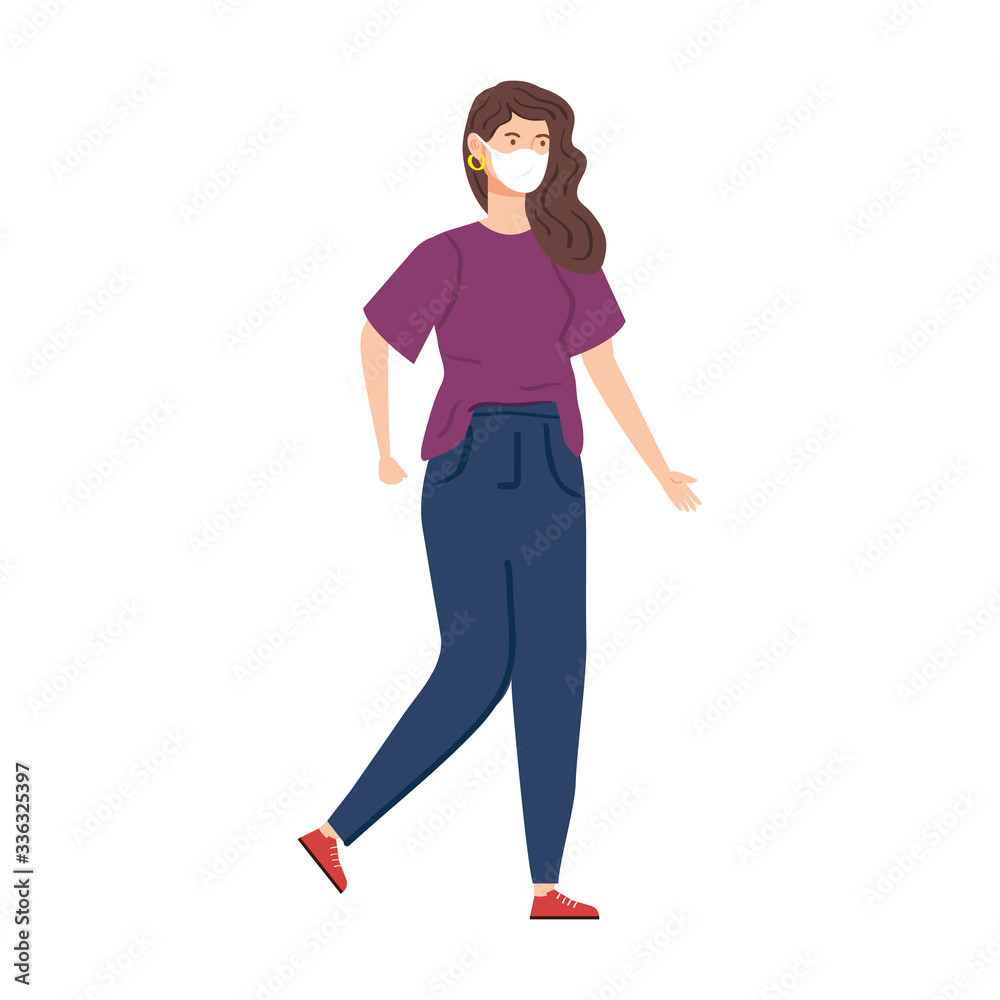 young woman with face mask isolated icon vector illustration design young woman with face mask isolated icon vector illustration design