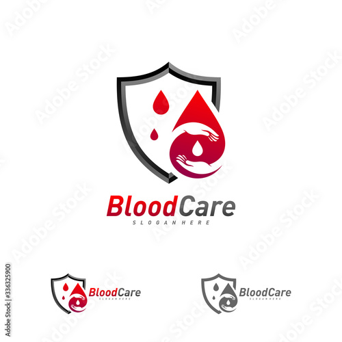 Blood droplet Shield logo template vector, Creative Droplet Blood logo design concept