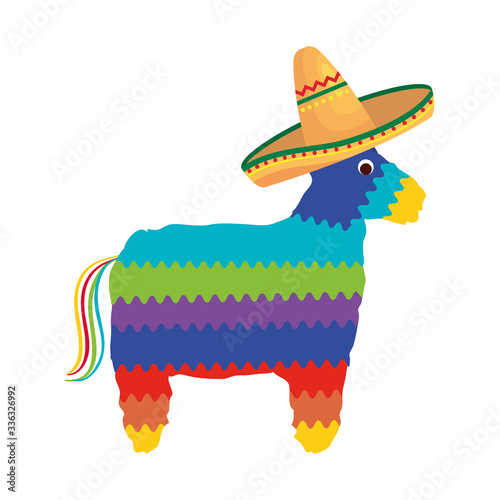 Mexican pinata with hat design, Mexico culture tourism landmark latin and party theme Vector illustration