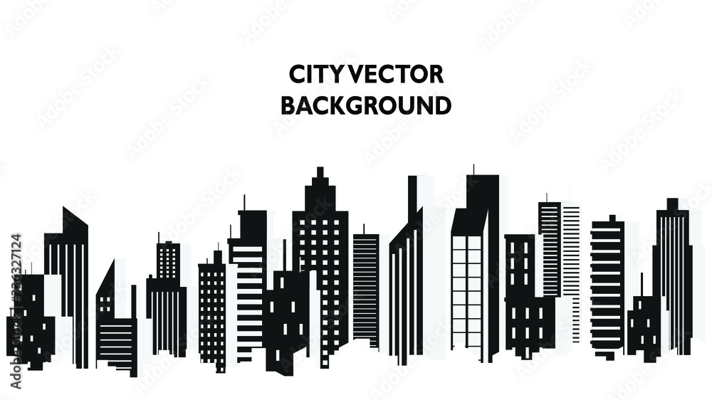 black and white silhouette city building in flat illustration vector, urban cityscape design background black and white silhouette city building in flat illustration vector, urban cityscape design background