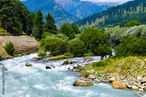 A view of Lidder river at Pahalgam Kashmir India.