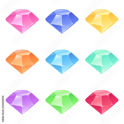 かわいいダイヤイラスト_9色