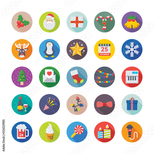 Christmas, Party and Celebrations Vector Icons 1