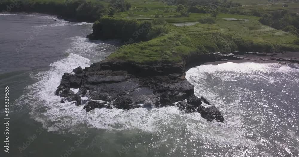 Aerial view of rice fields and Kedungu beach, Bali, Indonesia Aerial view of rice fields and Kedungu beach, Bali, Indonesia