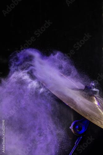 Fototapeta Naklejka Na Ścianę i Meble -  flour explosion on a drum basin, muic style