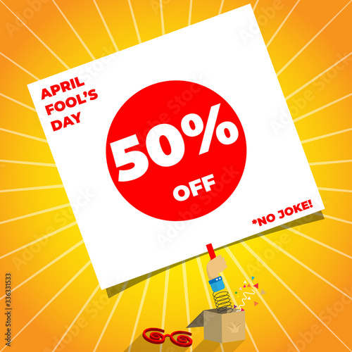 April Fools Day Ads Banner with Burst Background