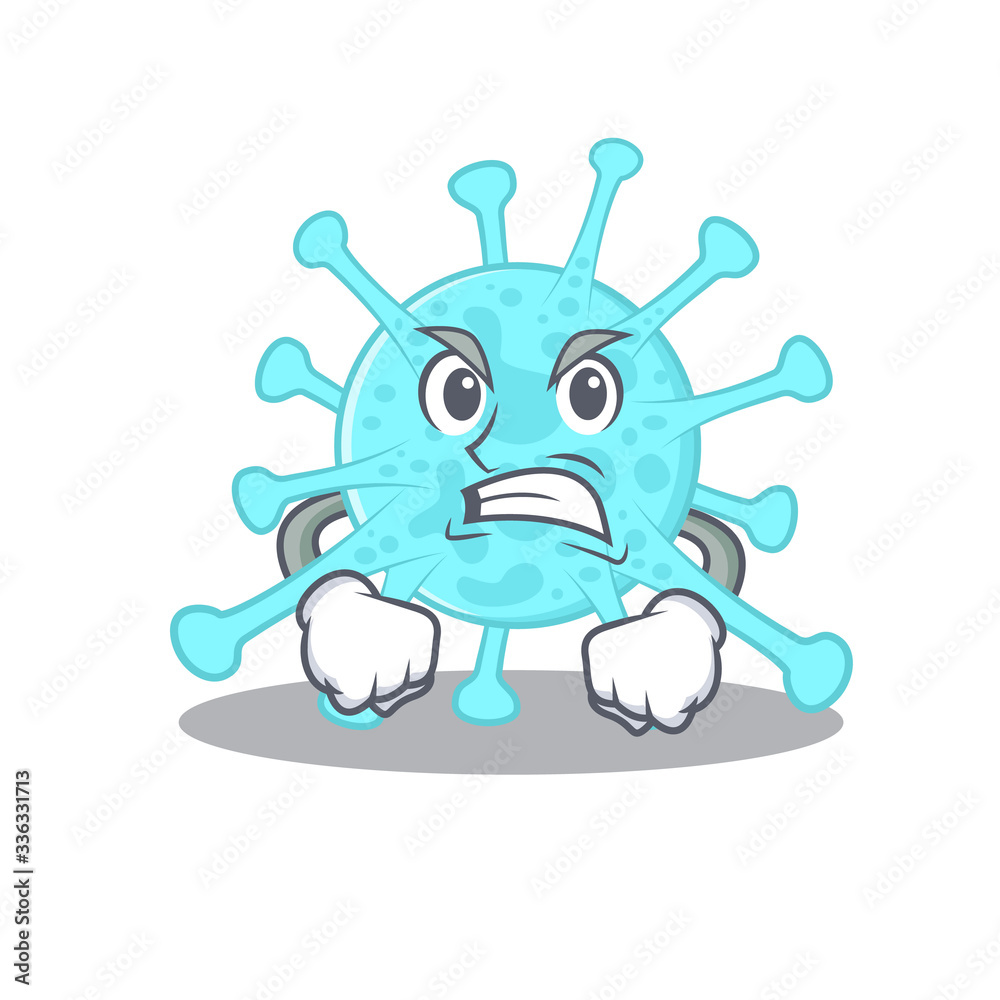Mascot design concept of cegacovirus with angry face Mascot design concept of cegacovirus with angry face