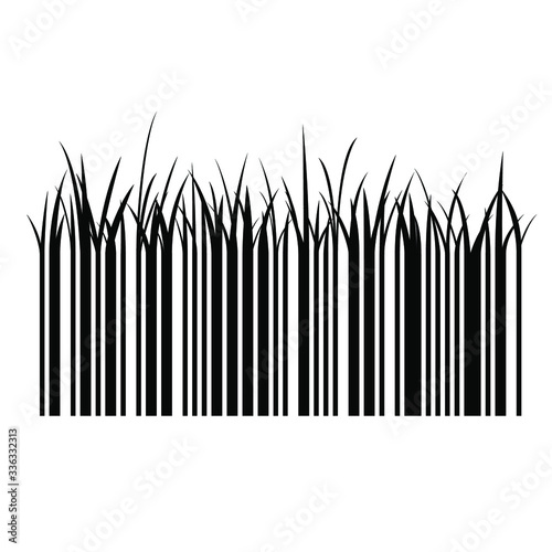 Barcode designs. Bar code with grass for design. Vector illustration.
