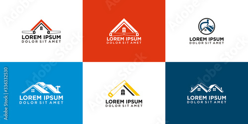set house renovation logo icon design vector