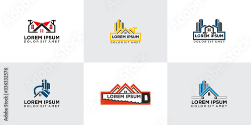 set house renovation logo icon design vector