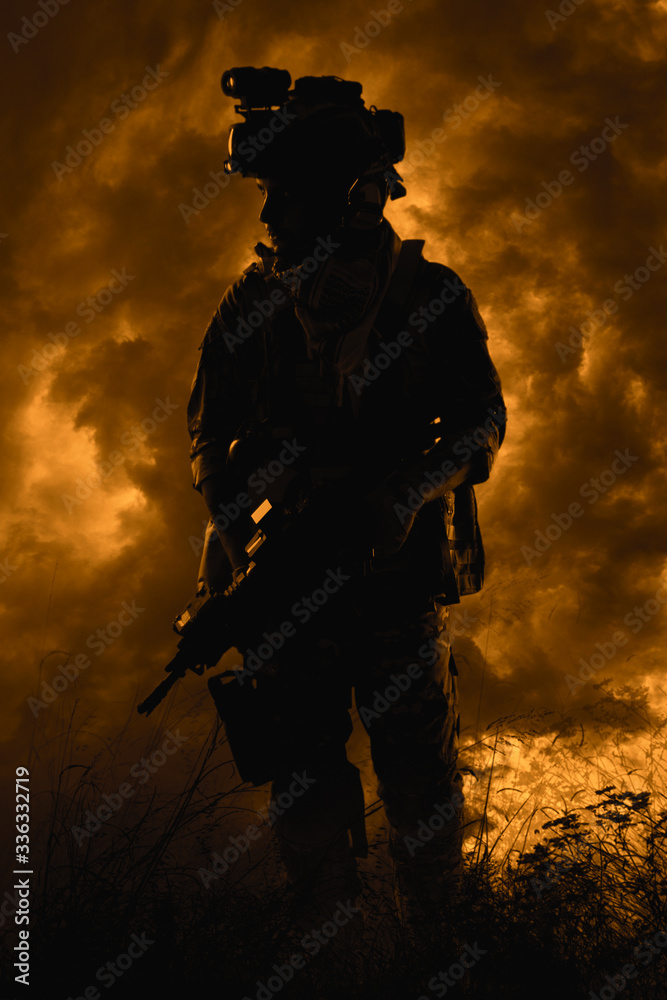 Silhouette Special soldier in action military concept Silhouette Special soldier in action military concept