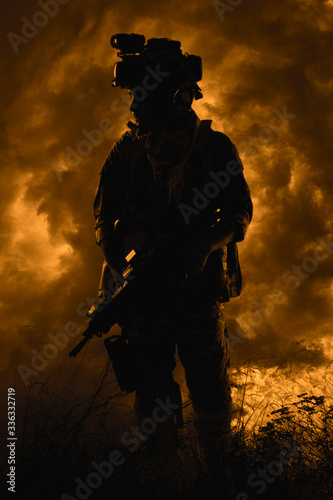 Silhouette Special soldier in action military concept 