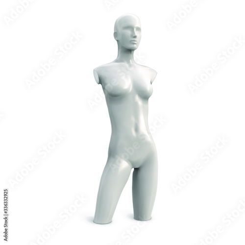 Body of female mannequin white color without hands and without legs. Vector illustration.