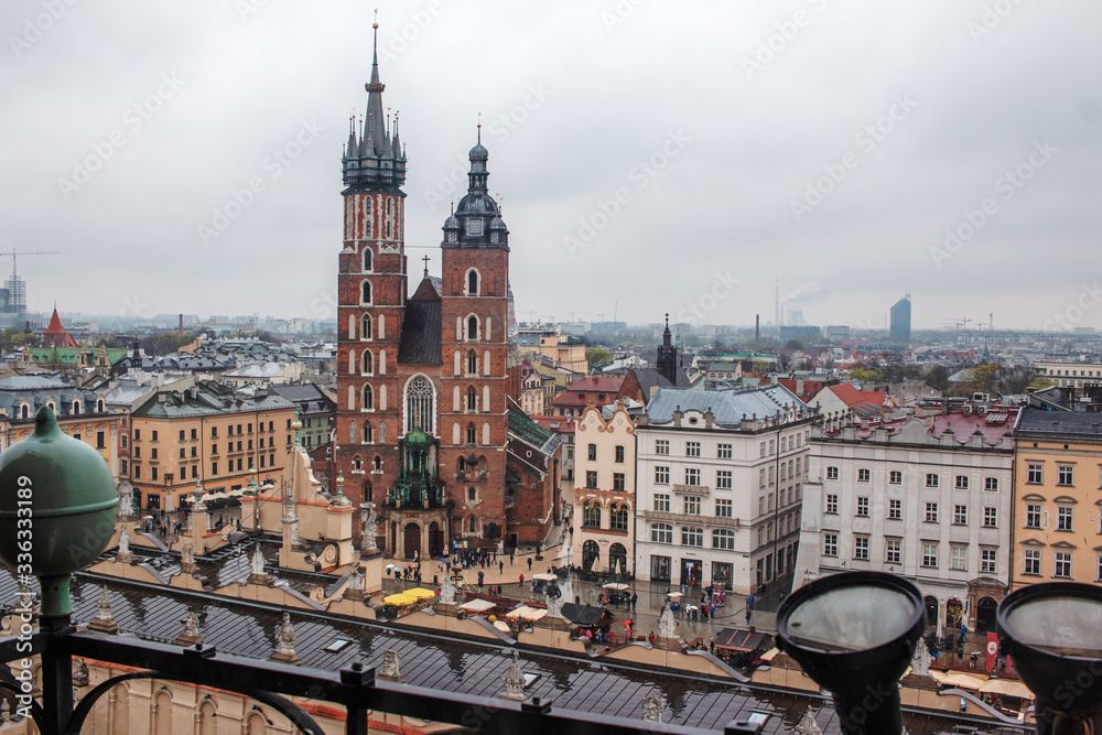 Fototapeta Krakow Square Market view from the town hall Poland