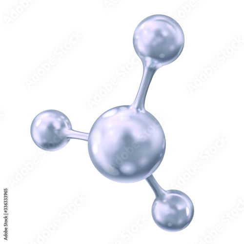 Vector 3d model of silver molecule. Illustration isolated on white background.