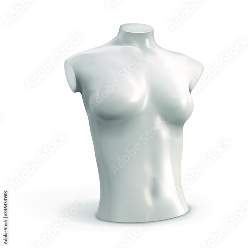 White torso of female mannequin. Vector illustration isolated on white background.