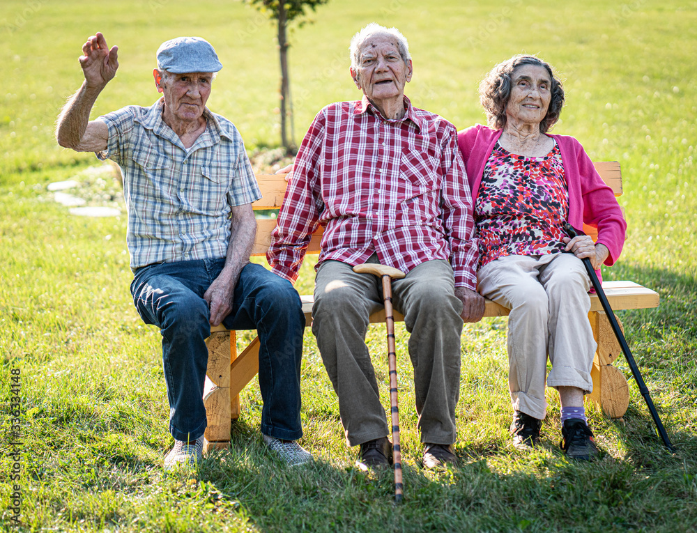 Aged people group portrait outdoors Aged people group portrait outdoors