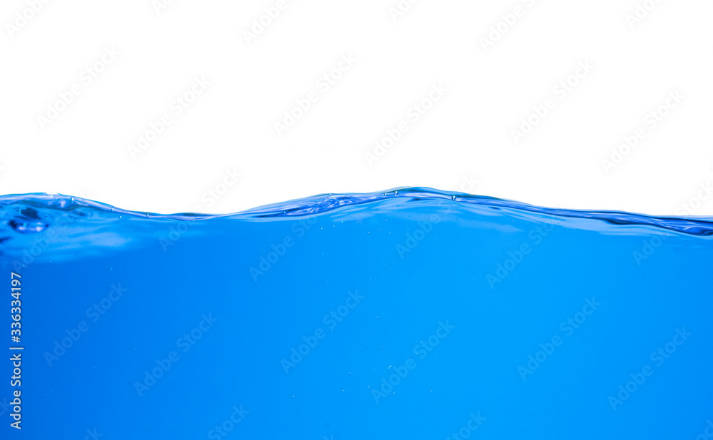 closed up of beautiful curve and nice bubble of drinking water isolated on white background