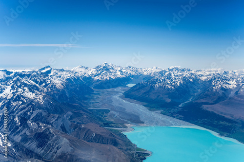 Tasman valley and river, from above lake Pukaki, New Zealand