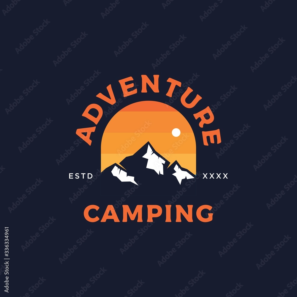 Adventure Camping badge logo design vector illustration