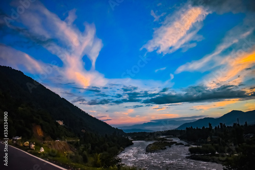 An Eye catching view of colored blue sky at Pahalgam Kashmir,India. © Sudip