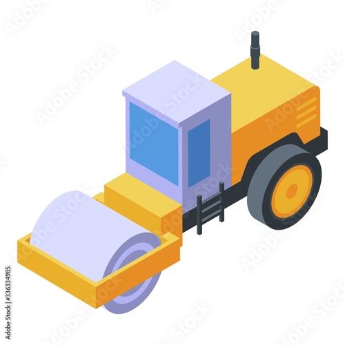 Asphalt paver machine icon. Isometric of asphalt paver machine vector icon for web design isolated on white background