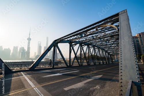 The Waibaidu bridge in Shanghai city in the morning