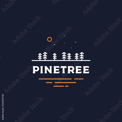 Pine tree landscape badge logo design vector illustration