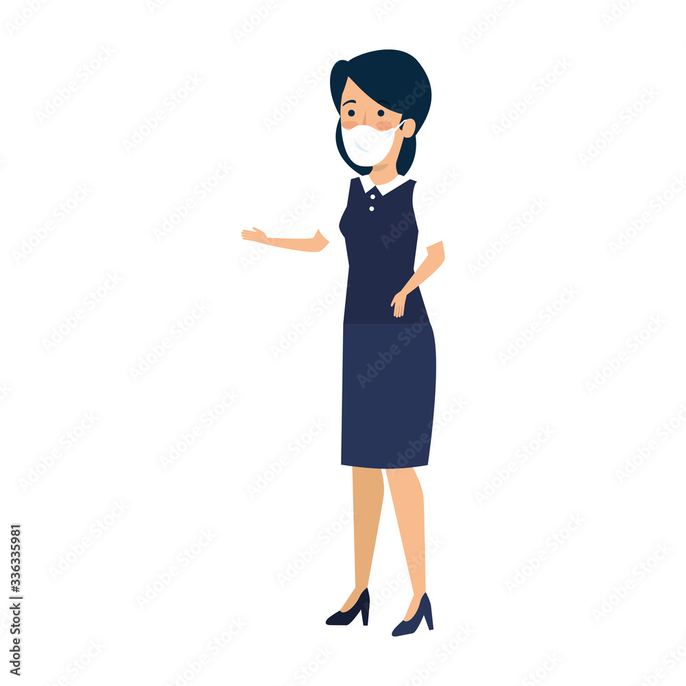 business woman with face mask isolated icon vector illustration design business woman with face mask isolated icon vector illustration design