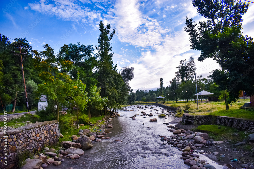 A view of Lidder river at Pahalgam Kashmir India.