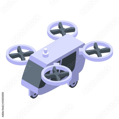 Unmanned taxi drone icon. Isometric of unmanned taxi drone vector icon for web design isolated on white background