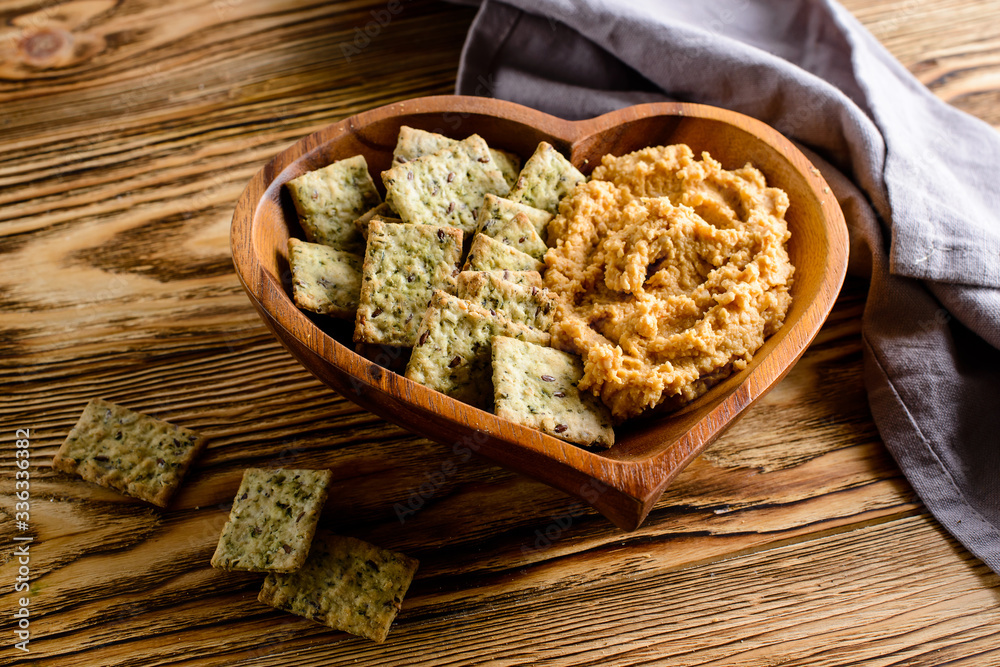 healthy bread and hummus in a plate heart rustic still healthy bread and hummus in a plate heart rustic still