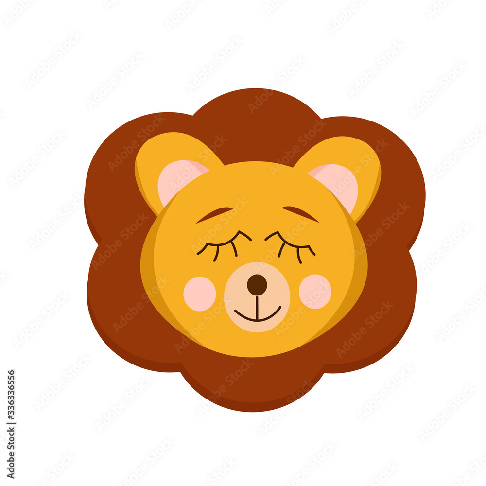lion vector in flat style. cute animal element for the design of children's rooms, clothes, sticker, coloring, poster lion vector in flat style. cute animal element for the design of children's rooms, clothes, sticker, coloring, poster