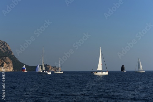 Yachts in the Aegean Sea near the Turkish city of Marmaris