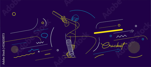 Cricket horizontal banner batsman championship background. Use for cover, poster, template, brochure, decorated, flyer, banner.
