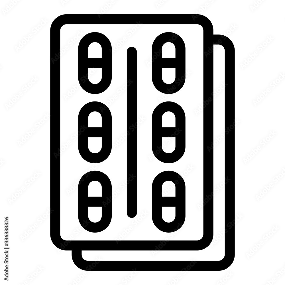 Capsule package pill icon. Outline capsule package pill vector icon for web design isolated on white background Capsule package pill icon. Outline capsule package pill vector icon for web design isolated on white background
