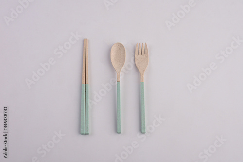 spoon and fork isolated on white background
