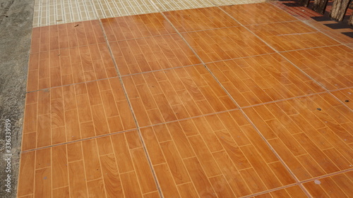 Beige and brown floor tiles