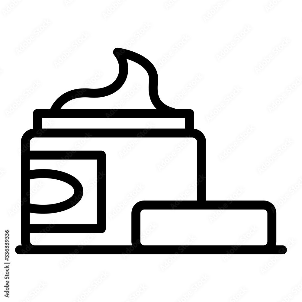 Sunscreen jar icon. Outline sunscreen jar vector icon for web design isolated on white background Sunscreen jar icon. Outline sunscreen jar vector icon for web design isolated on white background
