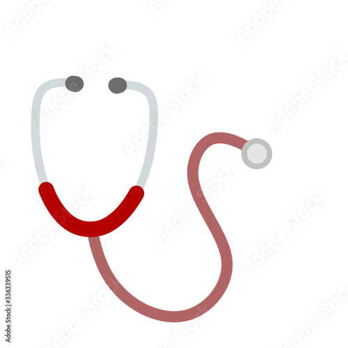 Stethoscope. Medical instrument for listening to your heartbeat and breathing. Hospital and health element. Cartoon flat illustration on white background