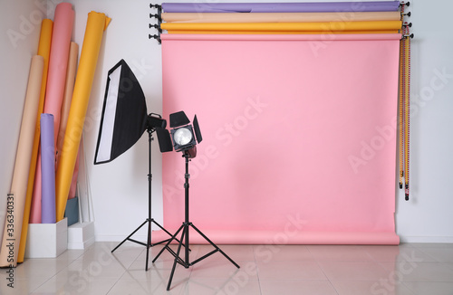 Interior of photo studio with modern equipment