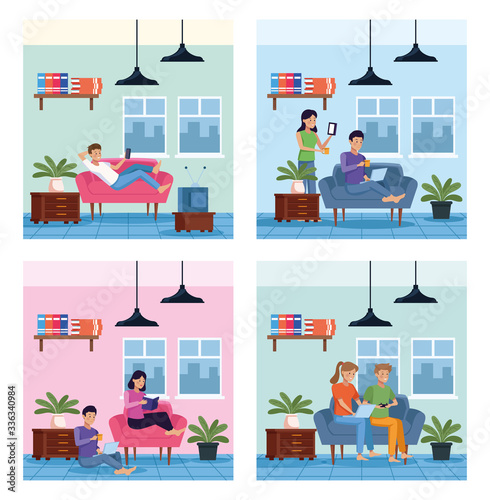 people in quarentine house places scenes