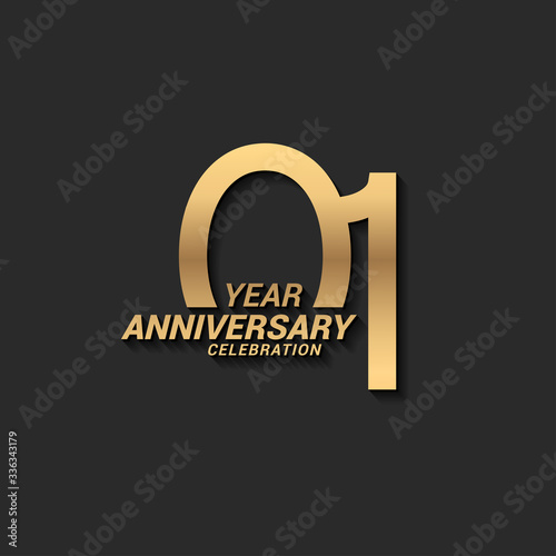 1 year anniversary celebration logotype with elegant modern number gold color for celebration